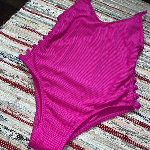 Hot pink one piece bathing suit